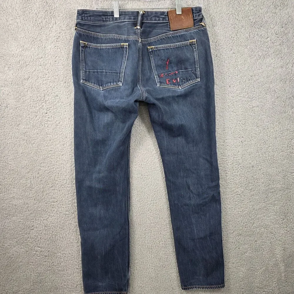 Evisu No 2 Custom Denim Men’s Taper Jeans Lot 2017 Japan Fabric Size 32 x 34
